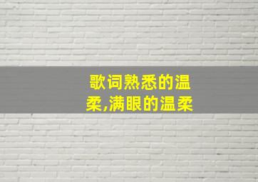 歌词熟悉的温柔,满眼的温柔