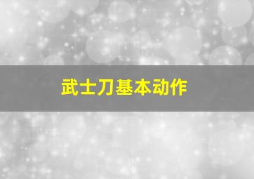 武士刀基本动作