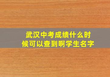 武汉中考成绩什么时候可以查到啊学生名字