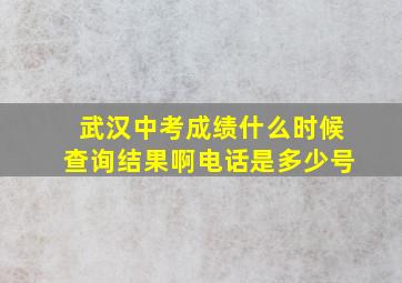 武汉中考成绩什么时候查询结果啊电话是多少号