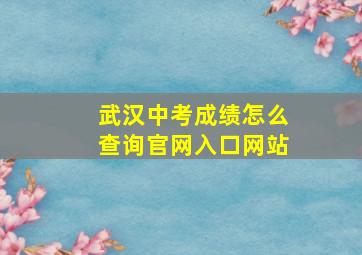 武汉中考成绩怎么查询官网入口网站