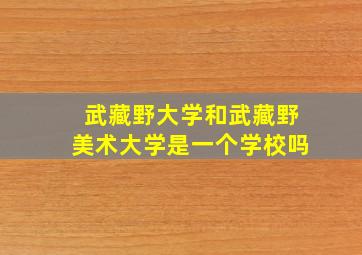 武藏野大学和武藏野美术大学是一个学校吗