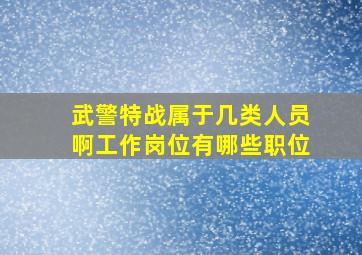 武警特战属于几类人员啊工作岗位有哪些职位