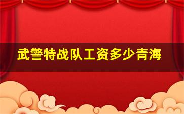 武警特战队工资多少青海