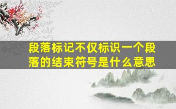 段落标记不仅标识一个段落的结束符号是什么意思