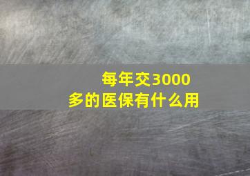 每年交3000多的医保有什么用