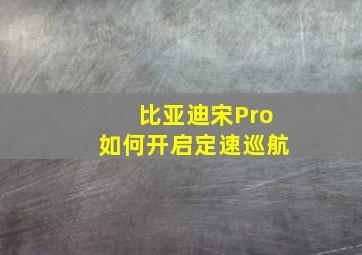 比亚迪宋Pro如何开启定速巡航