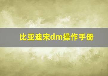 比亚迪宋dm操作手册