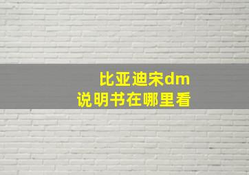 比亚迪宋dm说明书在哪里看