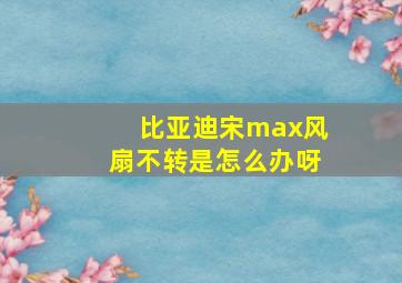 比亚迪宋max风扇不转是怎么办呀