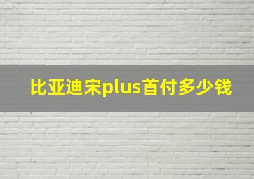 比亚迪宋plus首付多少钱