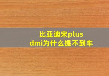 比亚迪宋plus dmi为什么提不到车