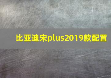 比亚迪宋plus2019款配置