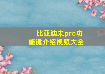 比亚迪宋pro功能键介绍视频大全