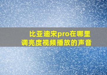 比亚迪宋pro在哪里调亮度视频播放的声音