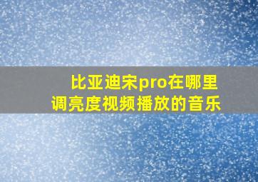 比亚迪宋pro在哪里调亮度视频播放的音乐