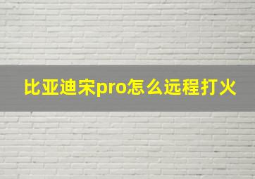 比亚迪宋pro怎么远程打火