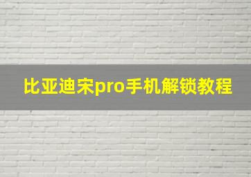 比亚迪宋pro手机解锁教程