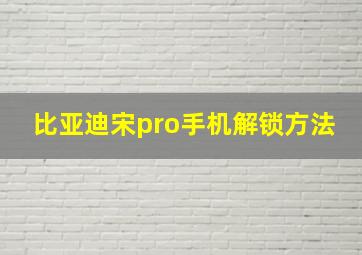 比亚迪宋pro手机解锁方法