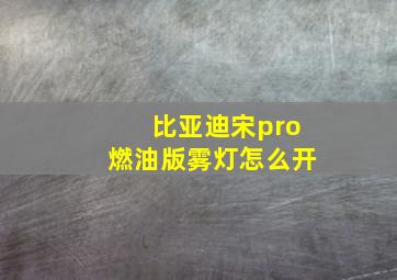 比亚迪宋pro燃油版雾灯怎么开