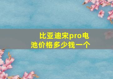 比亚迪宋pro电池价格多少钱一个