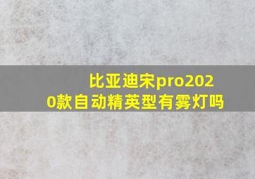 比亚迪宋pro2020款自动精英型有雾灯吗