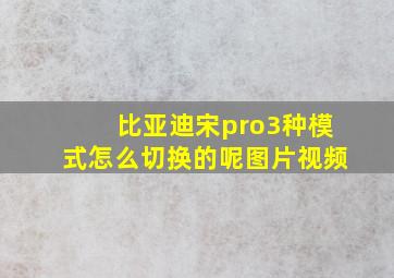 比亚迪宋pro3种模式怎么切换的呢图片视频