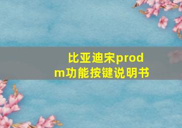 比亚迪宋prodm功能按键说明书