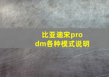 比亚迪宋prodm各种模式说明