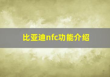 比亚迪nfc功能介绍