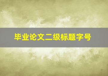 毕业论文二级标题字号