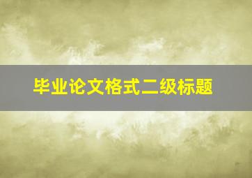 毕业论文格式二级标题