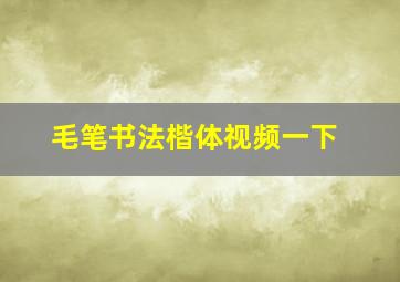 毛笔书法楷体视频一下