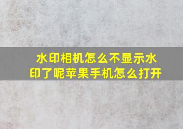 水印相机怎么不显示水印了呢苹果手机怎么打开