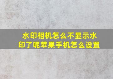 水印相机怎么不显示水印了呢苹果手机怎么设置