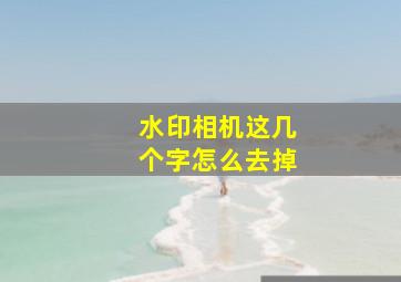 水印相机这几个字怎么去掉