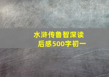 水浒传鲁智深读后感500字初一