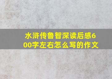 水浒传鲁智深读后感600字左右怎么写的作文