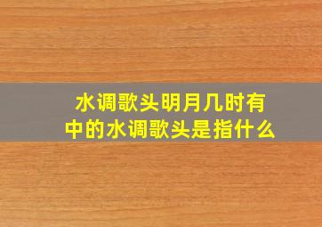 水调歌头明月几时有中的水调歌头是指什么