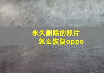 永久删除的照片怎么恢复oppo