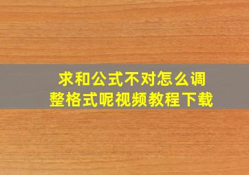 求和公式不对怎么调整格式呢视频教程下载