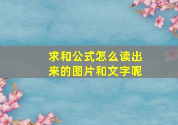 求和公式怎么读出来的图片和文字呢