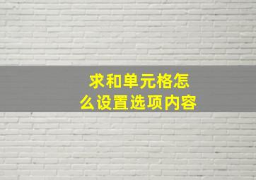 求和单元格怎么设置选项内容