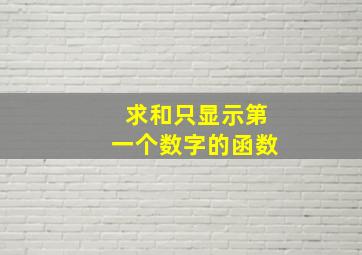 求和只显示第一个数字的函数