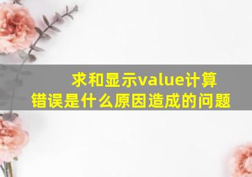 求和显示value计算错误是什么原因造成的问题