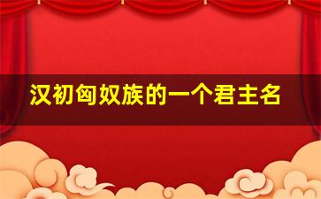 汉初匈奴族的一个君主名