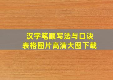 汉字笔顺写法与口诀表格图片高清大图下载