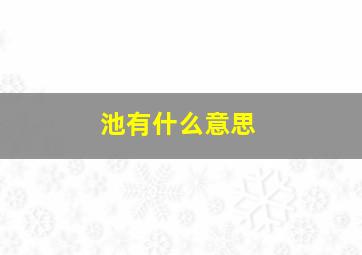 池有什么意思