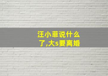 汪小菲说什么了,大s要离婚