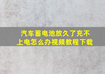 汽车蓄电池放久了充不上电怎么办视频教程下载